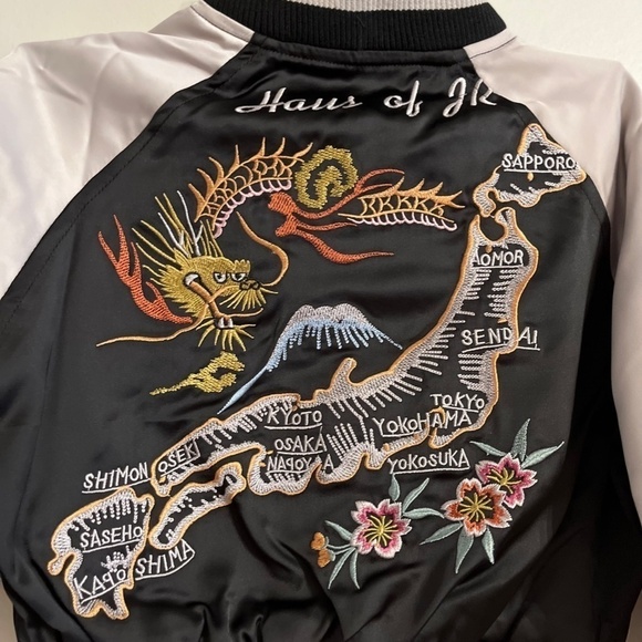 Haus of Jr. Bomber Kid 3 Black Silk Dragon Tokyo School Preppy Modern Retro 80s - Picture 7 of 10